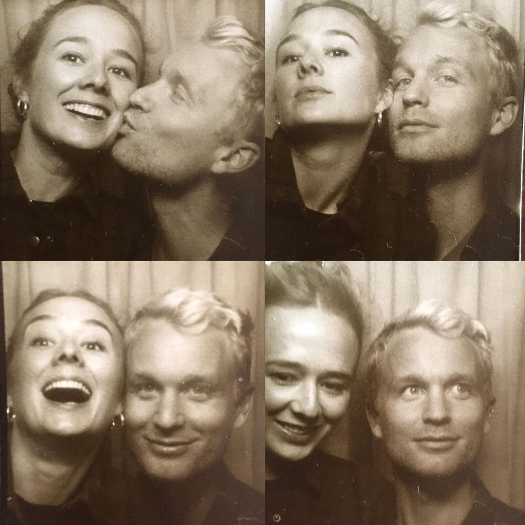 photo booth picture of alba august and boyfriend
